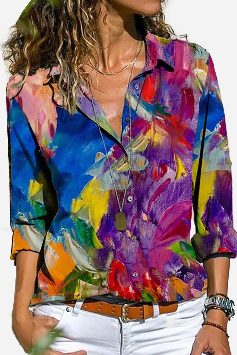 Nadège Fontclair | Colorful Vertical Stripe Long Sleeve Shirt