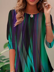 Celeste Fontmercy | Abstract Print 3/4 Sleeve Blouse For Women