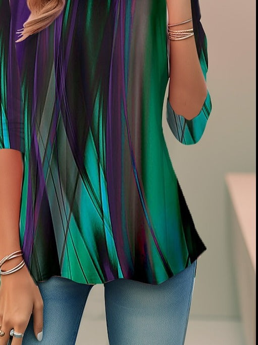 Celeste Fontmercy | Abstract Print 3/4 Sleeve Blouse For Women
