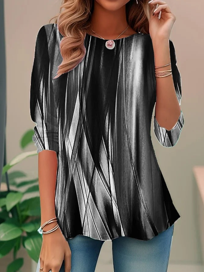 Celeste Fontmercy | Abstract Print 3/4 Sleeve Blouse For Women