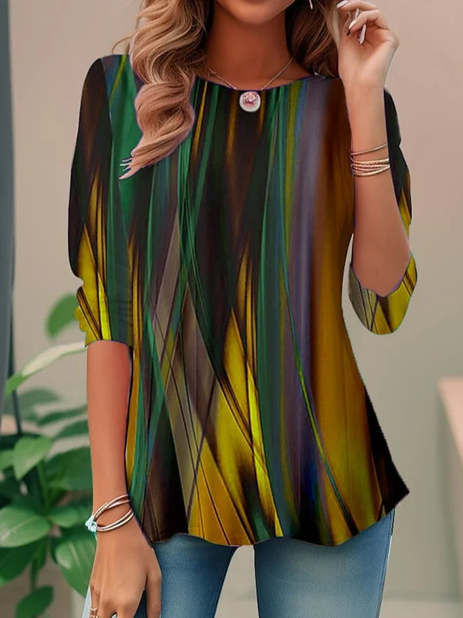 Celeste Fontmercy | Abstract Print 3/4 Sleeve Blouse For Women