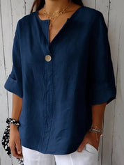 Margot Bellefonte | Cotton Loose Fit 3/4 Sleeve Blouse For Women