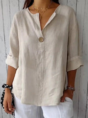 Margot Bellefonte | Cotton Loose Fit 3/4 Sleeve Blouse For Women