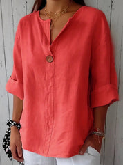 Margot Bellefonte | Cotton Loose Fit 3/4 Sleeve Blouse For Women