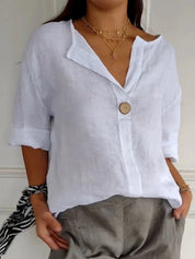 Margot Bellefonte | Cotton Loose Fit 3/4 Sleeve Blouse For Women