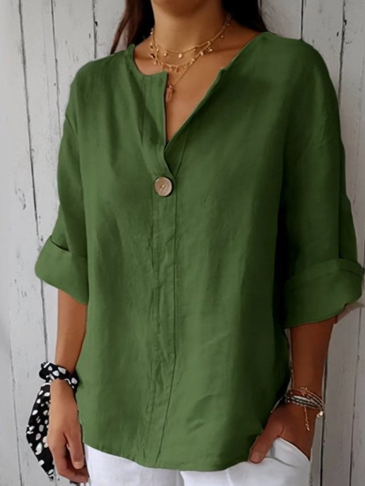 Margot Bellefonte | Cotton Loose Fit 3/4 Sleeve Blouse For Women