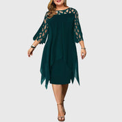 Estienne Blackvale | Purple Plus Size Lace Chiffon Midi Dress