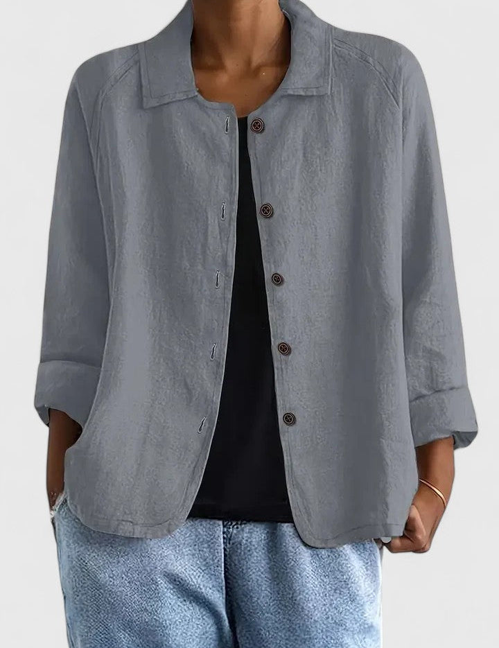 Théodora Wentbridge | Pink Linen-Blend Button-Front Shirt