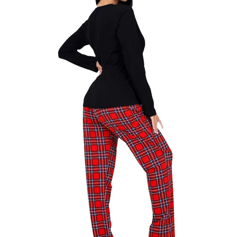 Cozy Cheer | Black Santa Bear Print Christmas Pyjamas For Women