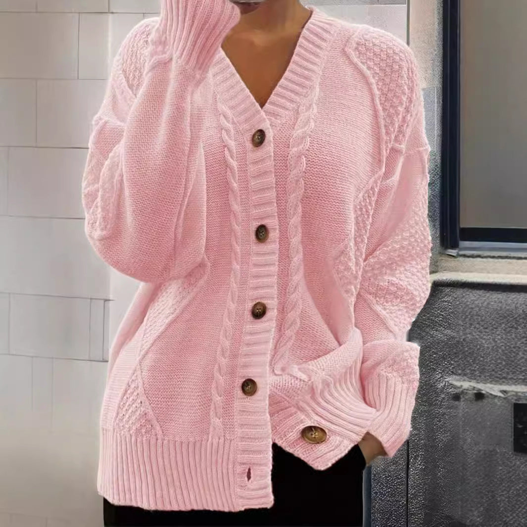 Odalie Brasseur | Pink Cable-Knit Cardigan Sweater For Women