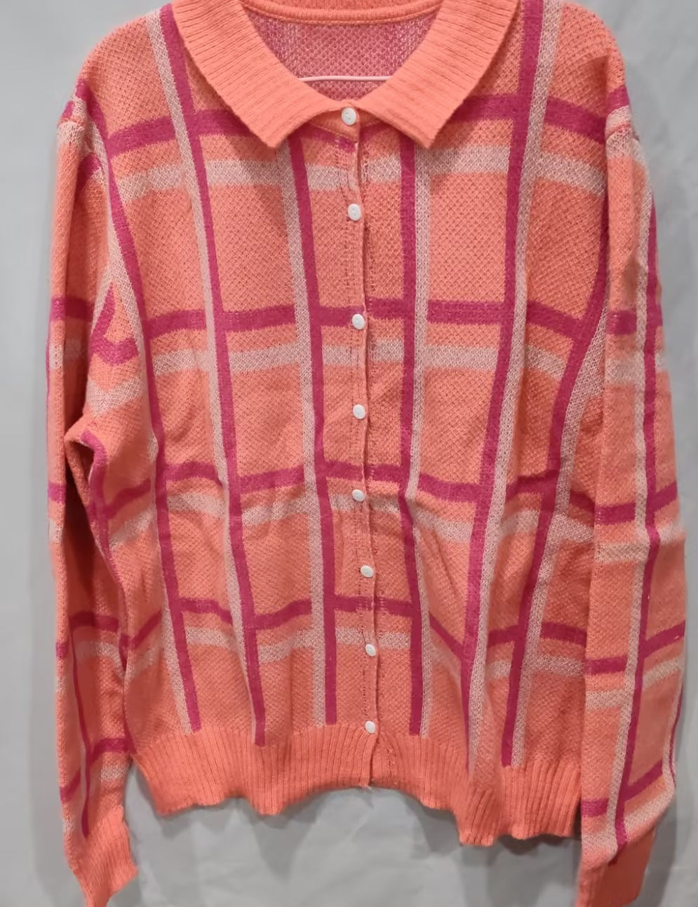 Helena Stirling | Plaid Knit Button-Up Sweater For Women