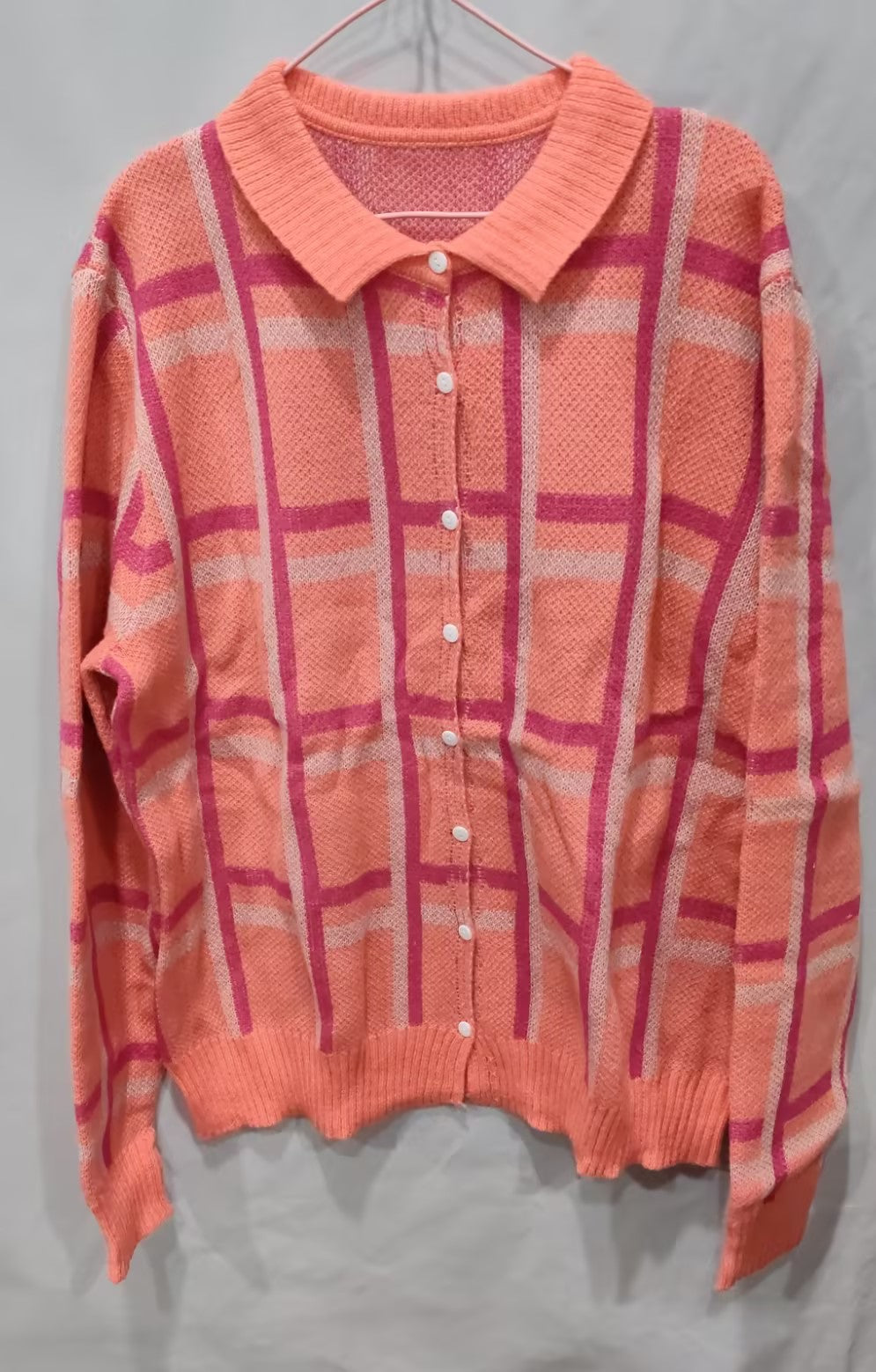 Helena Stirling | Plaid Knit Button-Up Sweater For Women