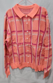 Helena Stirling | Plaid Knit Button-Up Sweater For Women
