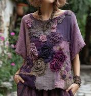Felicity Boudreau | 3D Floral Bohemian Long-Sleeve Top For Women