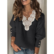 Celine Duvalier | Lace-Trim V-Neck Sweater For Women