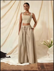 Solène Duchamp | Wide-Leg Two-Piece Set With Drawstring Waist For Women