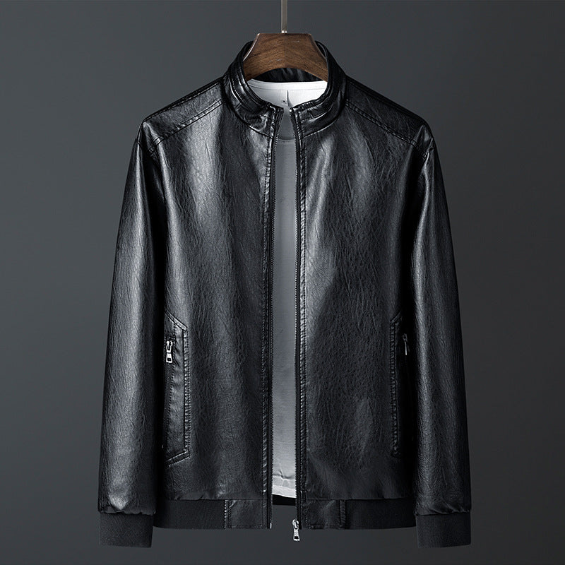 Orrin Kempcombe | Stand-Collar Leather-Look Jacket For Men