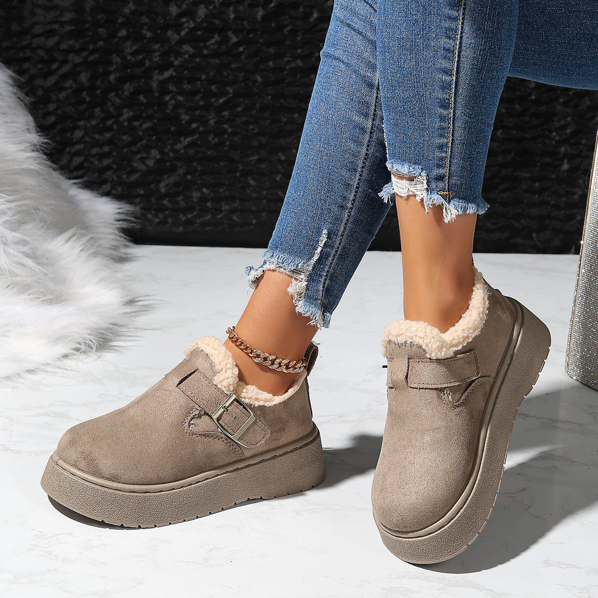 Bianca Salerno | Platform Fleece-Lined Moccasin Snow Boots For Women