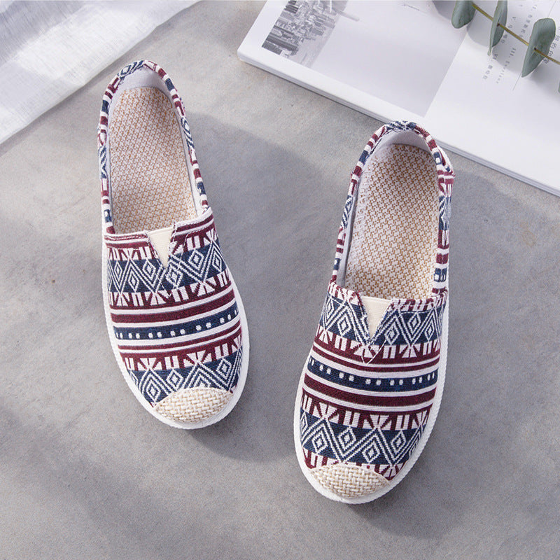 Genevieve Laurent | Aztec Print Canvas Espadrille Flats For Women