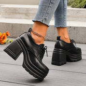 Rosalind Dunmore | Chunky Platform Lace-Up Oxford Heels For Women