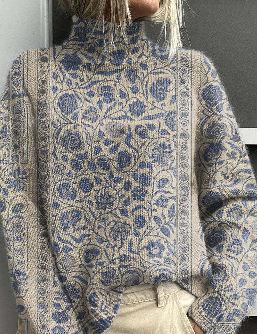 Anais Delorme | Abstract Print Turtleneck Sweater For Women
