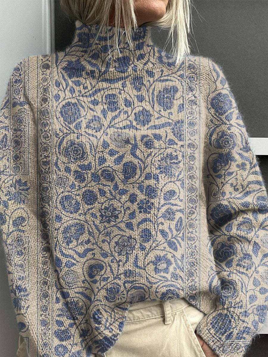 Anais Delorme | Abstract Print Turtleneck Sweater For Women