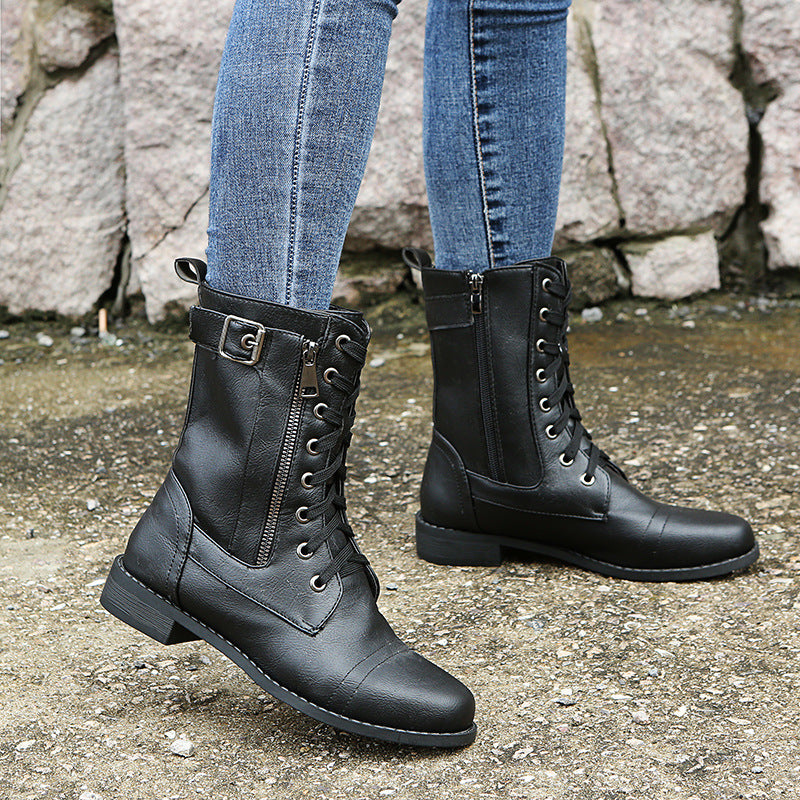 Collins Maldale | Lace-Up Side Zip Ankle Boots For Women