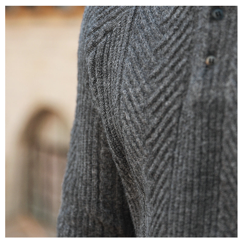 Mack Fairworth | Chevron Knit Polo Sweater For Men
