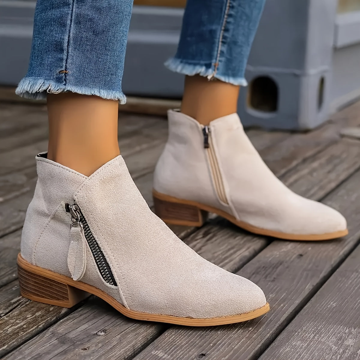 Harriet Stonewood | Suede Ankle Boots For Women With Side Zipper