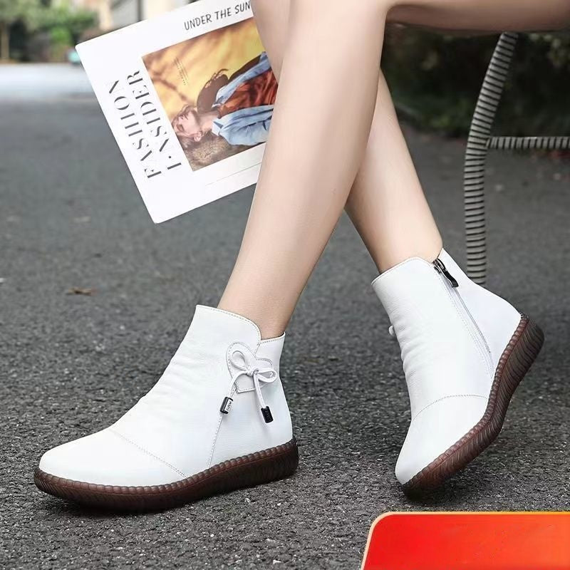 Isabelle Fontaine | Leather Ankle Boots With Bow Detail For Women