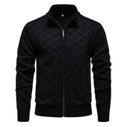 Troy Normore | Diamond-Knit Stand-Collar Zip Cardigan For Men