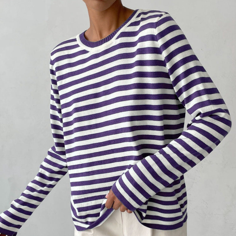 Josephine Delacourt | Striped Knit Long Sleeve Sweater For Women