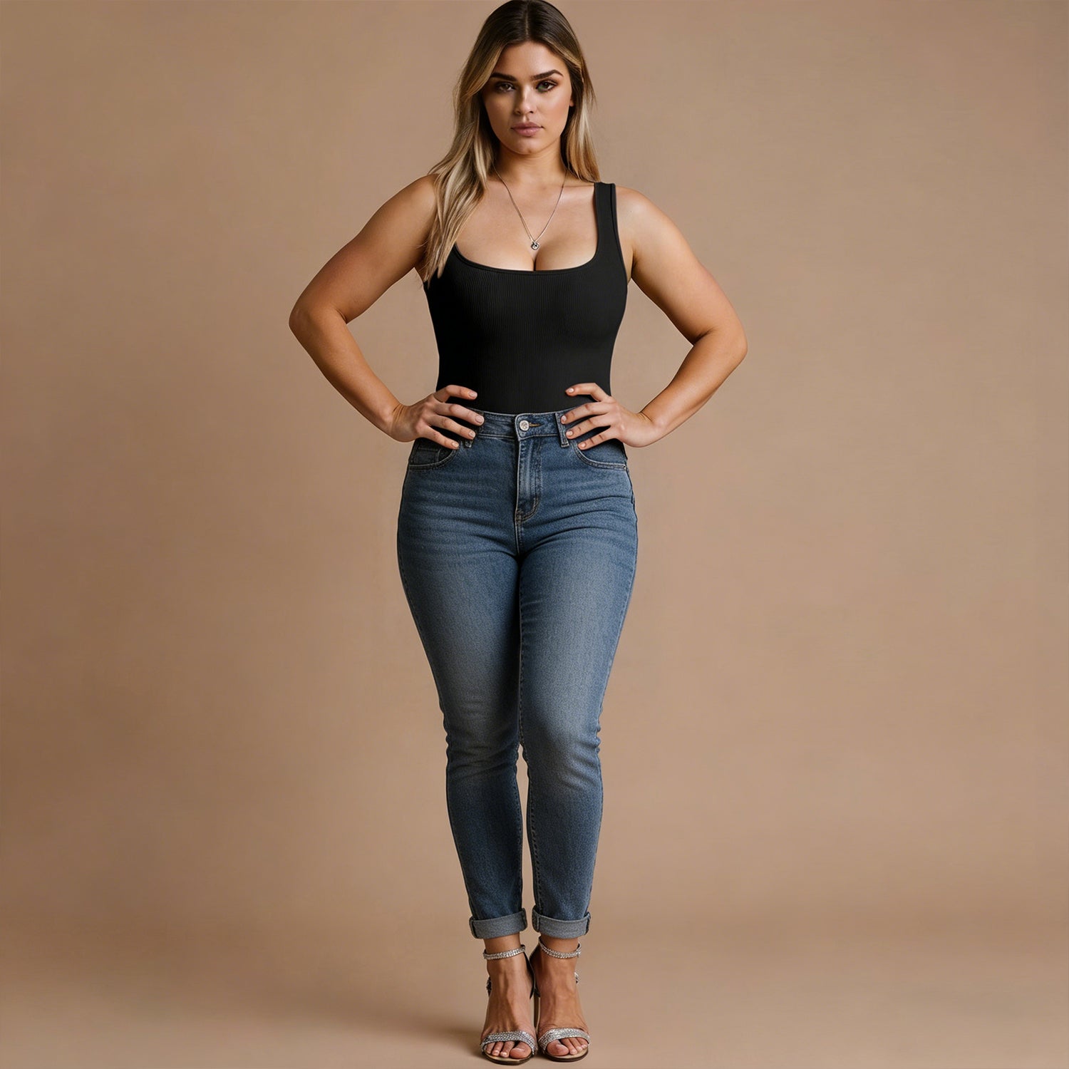 Portia Langvale | Seamless Ribbed Romper Bodysuit For Women