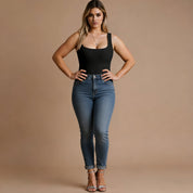 Portia Langvale | Seamless Ribbed Romper Bodysuit For Women