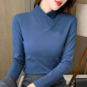 Lou Braydale | Crossover V-Neck Turtleneck Top For Women