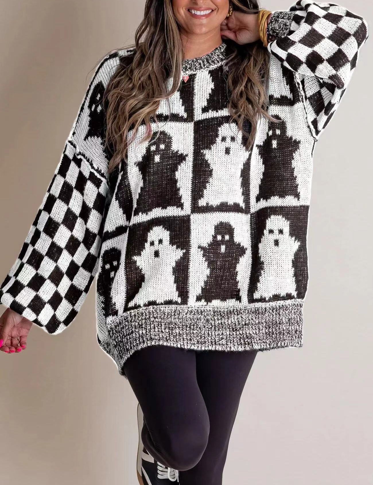 Priscilla Duchamp | Halloween Pumpkin Ghost Sweater For Women
