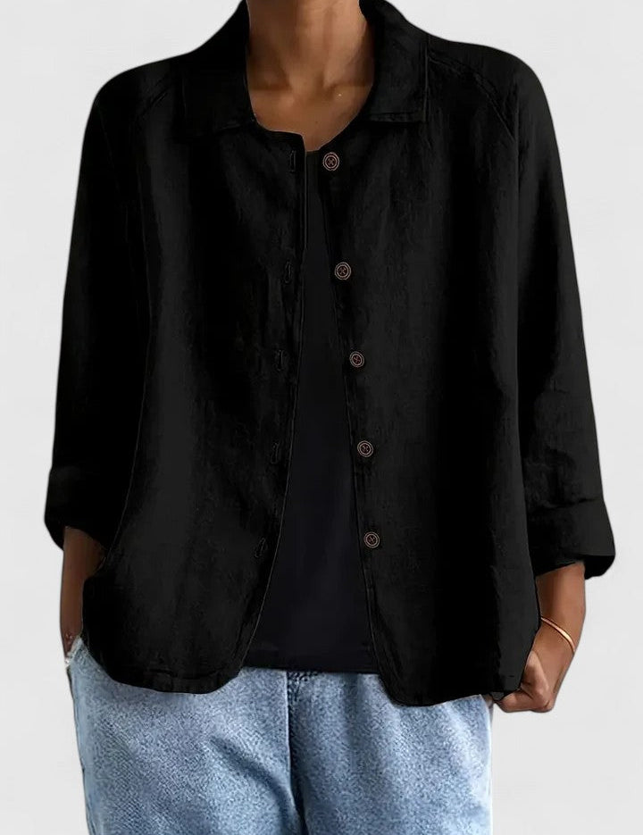 Théodora Wentbridge | Pink Linen-Blend Button-Front Shirt