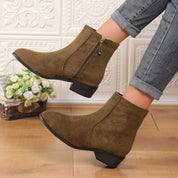 Gabrielle Sinclair | Suede Chunky Heel Ankle Boots For Women