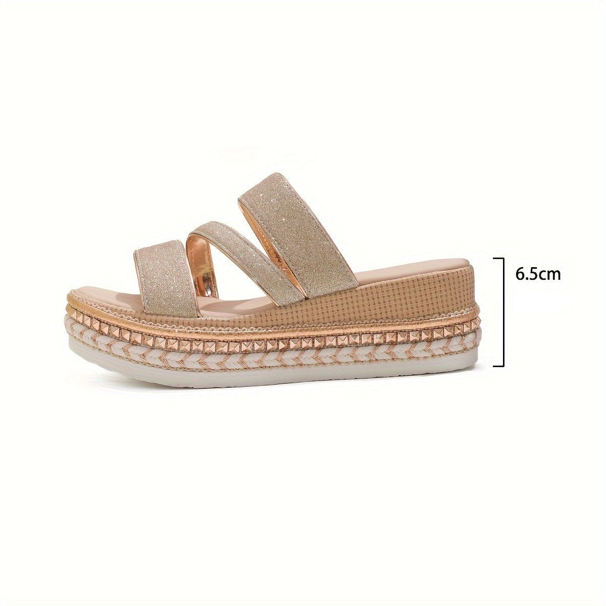 Serena Goldhaven | Glitter Platform Slide Sandals For Women