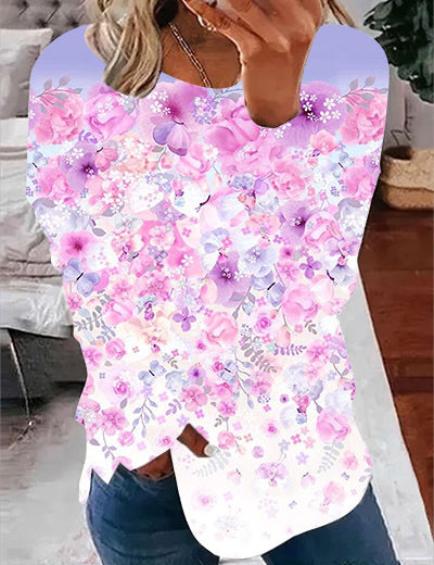 Delphine Ashcombe | Butterfly Floral Print Long Sleeve Sweater For Women