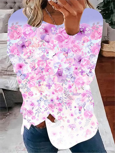 Delphine Ashcombe | Butterfly Floral Print Long Sleeve Sweater For Women