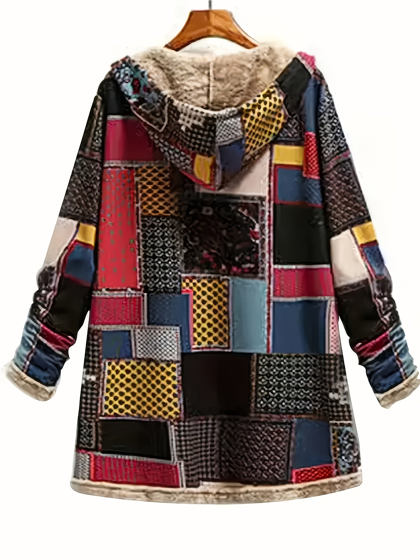 Noa Bergerac | Patchwork Hooded Longline Jacket For Women