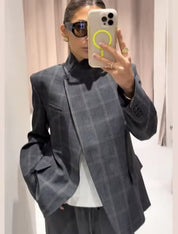Corinne Vantrelle | Plaid Work Jacket For Women