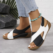 Claudette Harbourne | Navy & White Colorblock Wedge Sandal