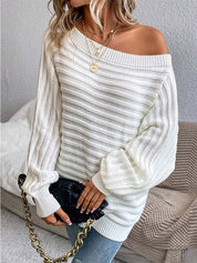 Colombe Vantoux | Off-Shoulder Ribbed Knit Sweater For Women