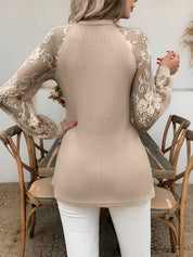 Isadora Fontclair | Lace-Sleeve Waffle Knit Top For Women