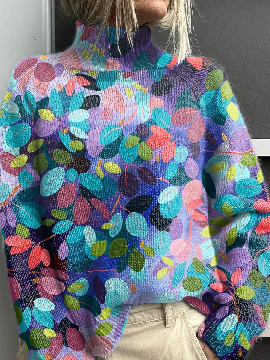 Anais Delorme | Abstract Print Turtleneck Sweater For Women