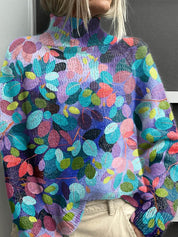 Anais Delorme | Abstract Print Turtleneck Sweater For Women