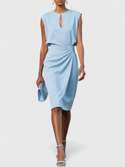 Vivienne Marlowe | Navy Blue Sleeveless Keyhole Midi Dress