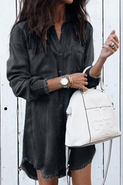 Céleste Beaurivage | Washed Denim Shirt Dress Long Sleeve